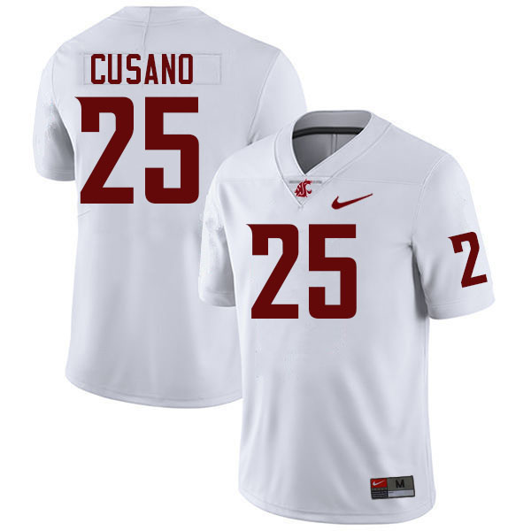 Men #25 Frank Cusano Washington State Cougars College Football Jerseys Stitched-White